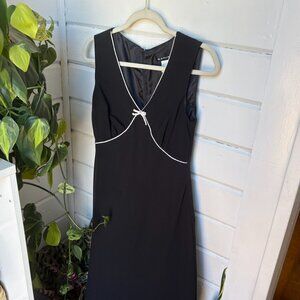 Bahari Black + White Bow and Trim Maxi Dress